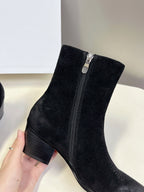 CELINE 25 Cowboy Boots Black Suede 434418