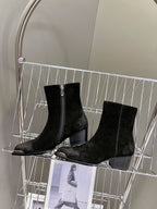 CELINE 25 Cowboy Boots Black Suede 434418