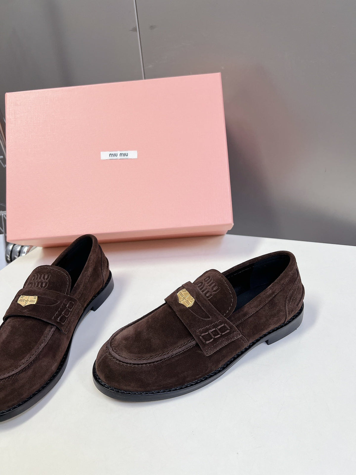 Miu Loafers   Dark Brown Suede