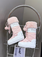 CD Short Boots 60mm In Light Pink Cowhide With Feather 989721