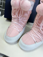 CD Short Boots 60mm In Light Pink Cowhide With Feather 989721
