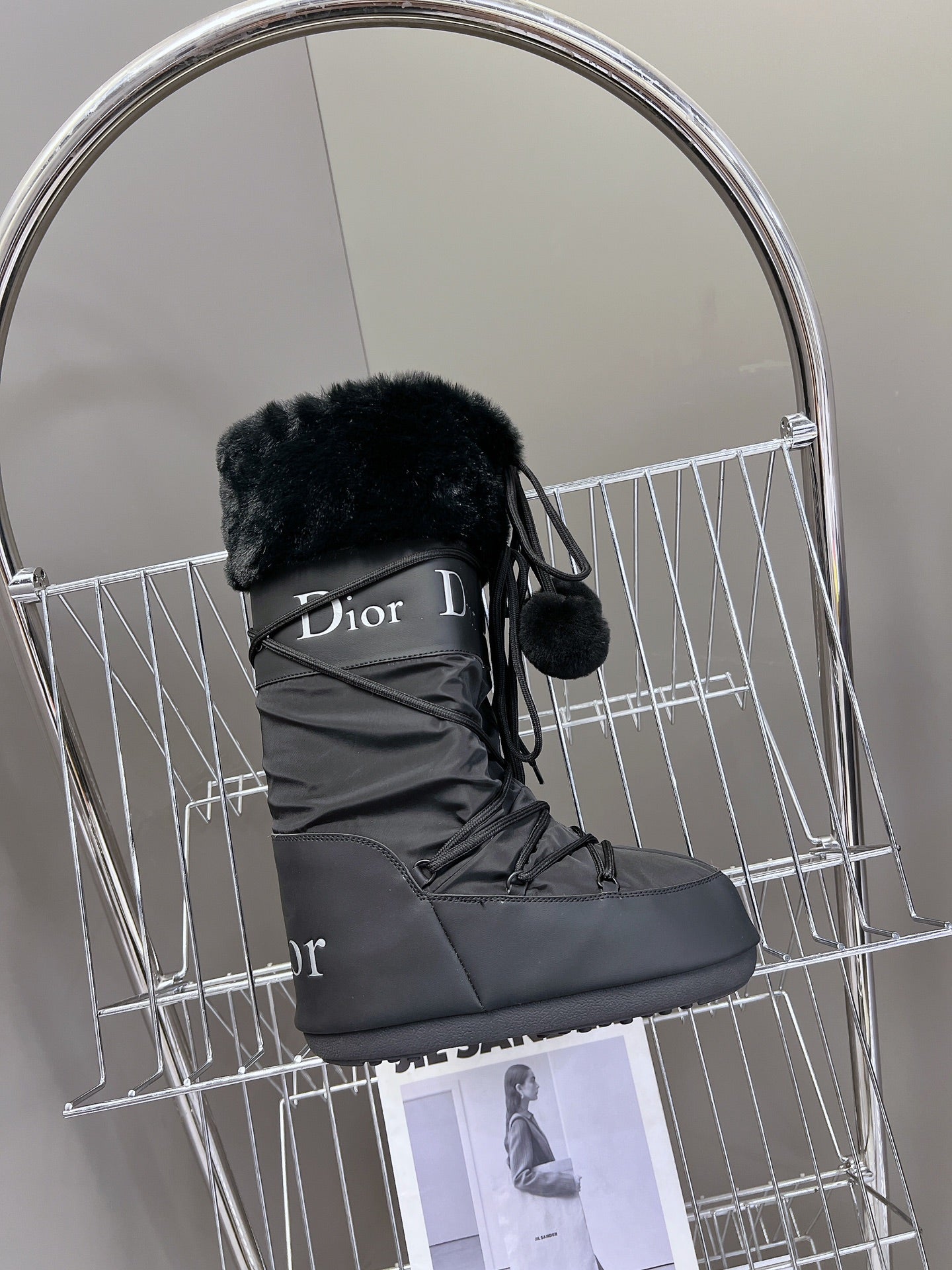 CD Short Boots 60mm In Black Cowhide With Feather 989723