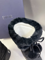 CD Short Boots 60mm In Black Cowhide With Feather 989723