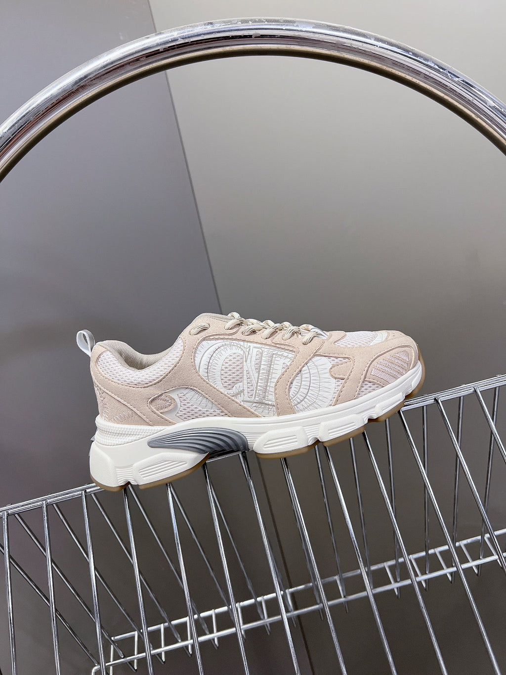 CD Chrono Sneaker In Beige Mesh Fabric And Suede 989683