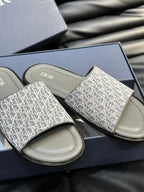 CD SLIDE ALIDAS SLIPPER SAGE JACQUARD AND CALFSKIN