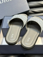CD SLIDE ALIDAS SLIPPER SAGE JACQUARD AND CALFSKIN