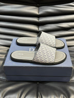 CD SLIDE ALIDAS SLIPPER SAGE JACQUARD AND CALFSKIN