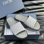 CD SLIDE ALIDAS SLIPPER SAGE JACQUARD AND CALFSKIN
