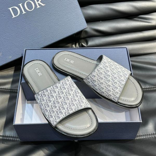 CD SLIDE ALIDAS SLIPPER SAGE JACQUARD AND CALFSKIN