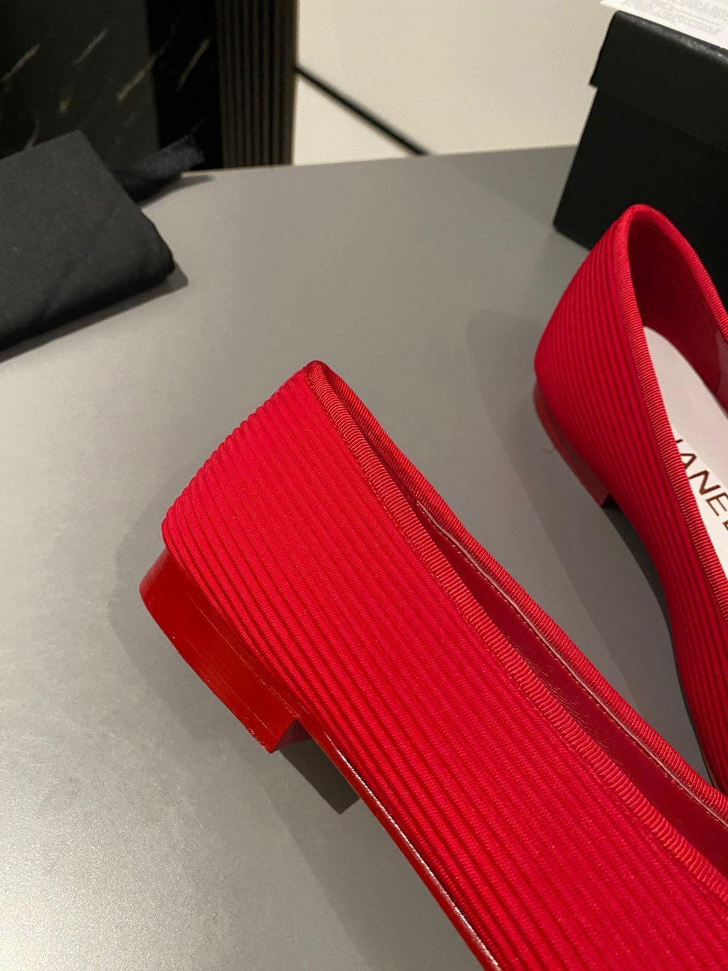 ballet flat red embroidered fabric