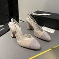CC Slingback 95mm Light Beige Purple Suede