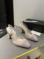CC Slingback 95mm Light Beige Purple Suede