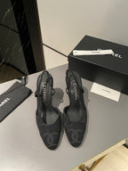 CC Slingback 95mm Black Denim Fabric