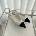 CC Slingback 15mm White Lambskin And Denim Fabric