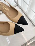 CC Slingback 15mm Beige Lambskin And Denim Fabric