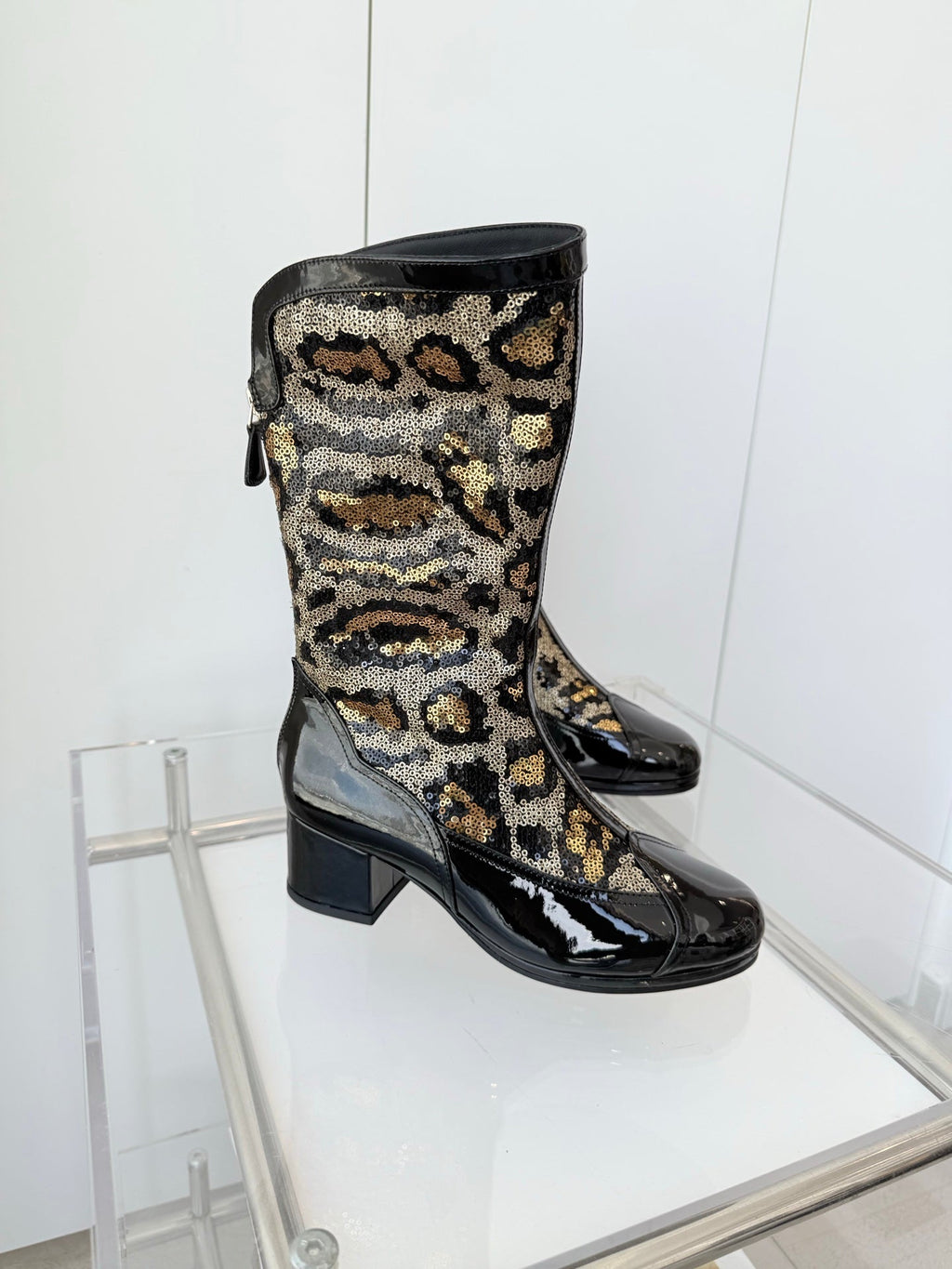 CC 25 High Boot Leopard Print Cowhide Fabric 411463