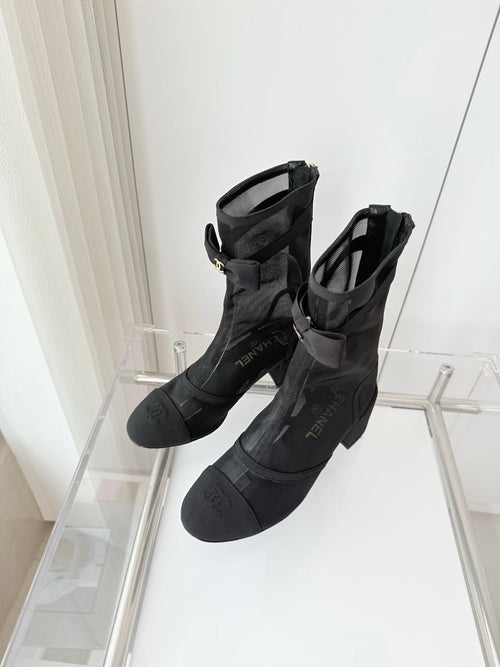 CC 25 Short Boot 55mm Black Mesh Fabric 411468