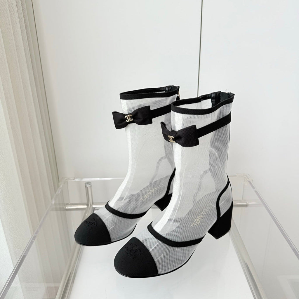 CC 25 Short Boot Black White Mesh Fabric 411470