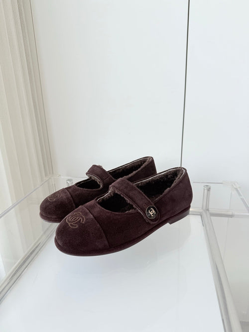 CC 25 Ballet Flats Dark Brown Suede 411486