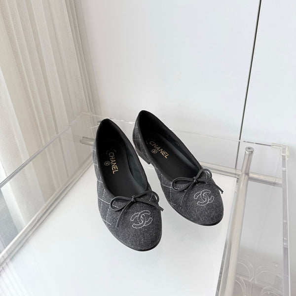 Chanel 2026 Ballet Flat Grey Denim 697395