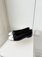 Chanel 2026 Ballet Flat Black White Leather 697396