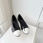 Chanel 2026 Ballet Flat Black White Leather 697396