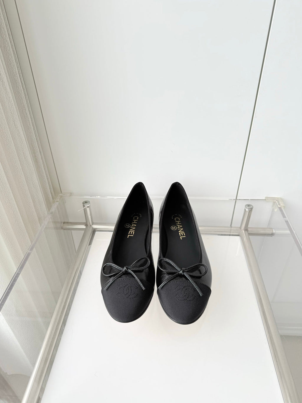 Chanel 2026 Ballet Flat Black Canvas Leather 697397