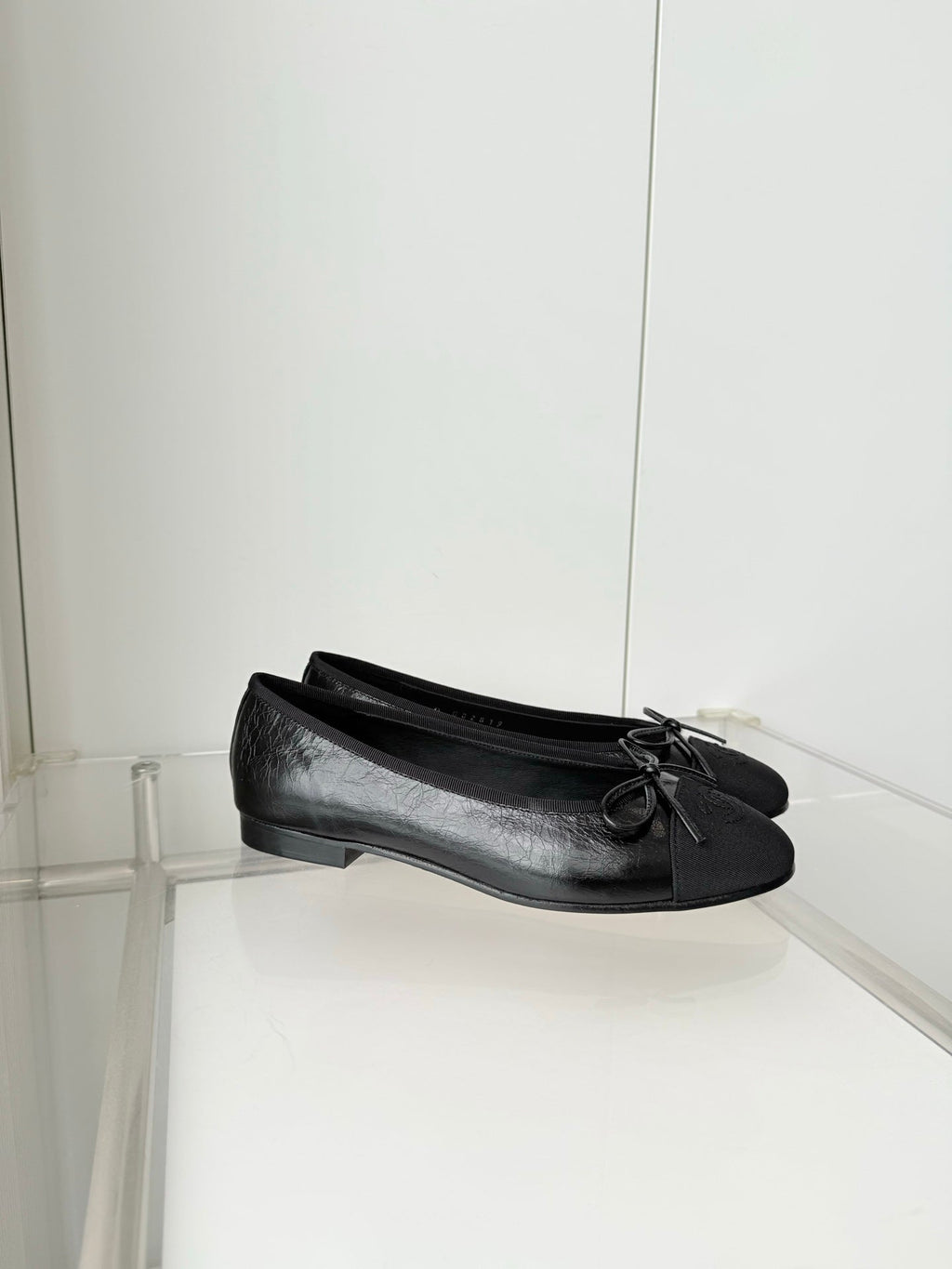 Chanel 2026 Ballet Flat Black Canvas Leather 697397