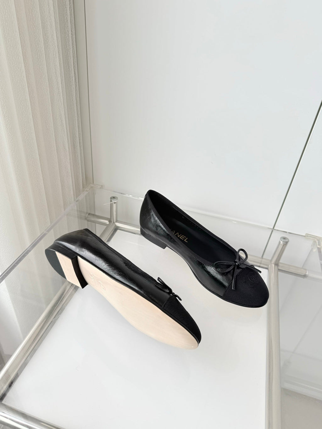 Chanel 2026 Ballet Flat Black Canvas Leather 697397