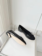 Chanel 2026 Ballet Flat Black Canvas Leather 697397
