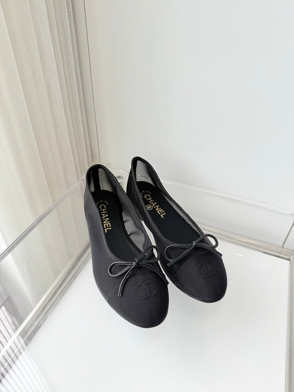Chanel 2026 Ballet Flat Black Mesh Canvas 697398