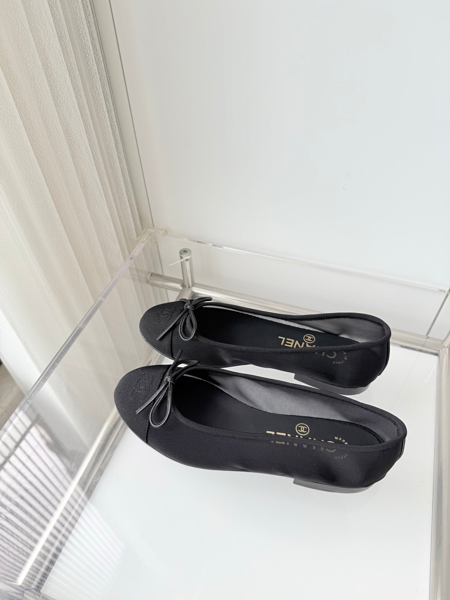 Chanel 2026 Ballet Flat Black Mesh Canvas 697398
