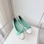 Chanel 2026 Ballet Flat Mint Green White Lambskin 697402