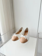Chanel 2026 Ballet Flat Beige White Lambskin 697405