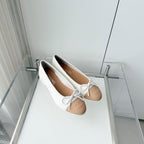 Chanel 2026 Ballet Flat Beige White Lambskin 697405