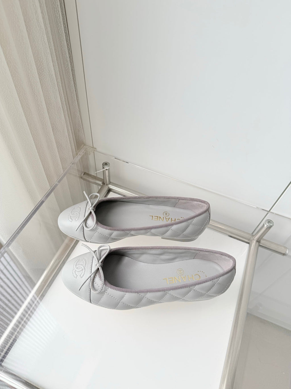 Chanel 2026 Ballet Flat Grey Quited Lambskin 697405
