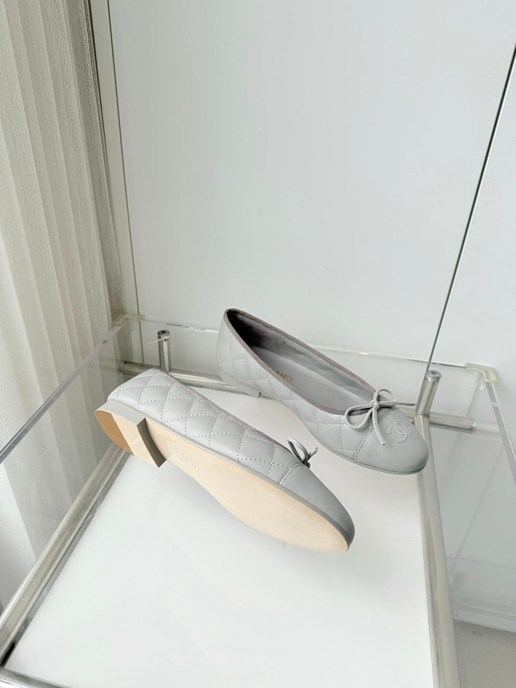 Chanel 2026 Ballet Flat Grey Quited Lambskin 697405