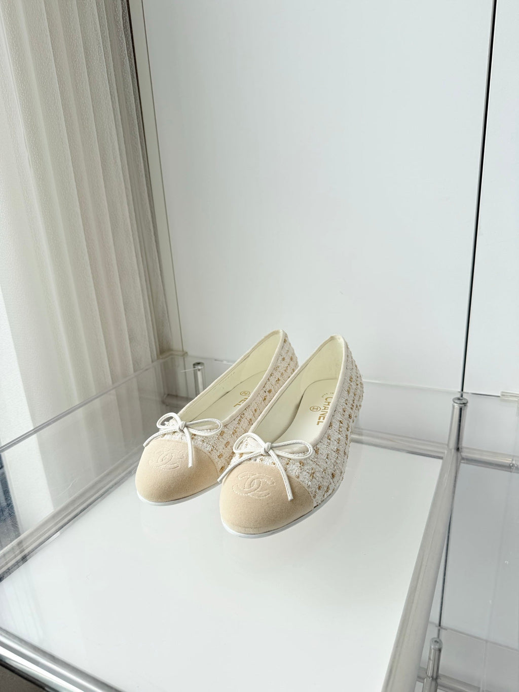 Chanel 2026 Ballet Flat Ivory Tweed Lambskin 697407