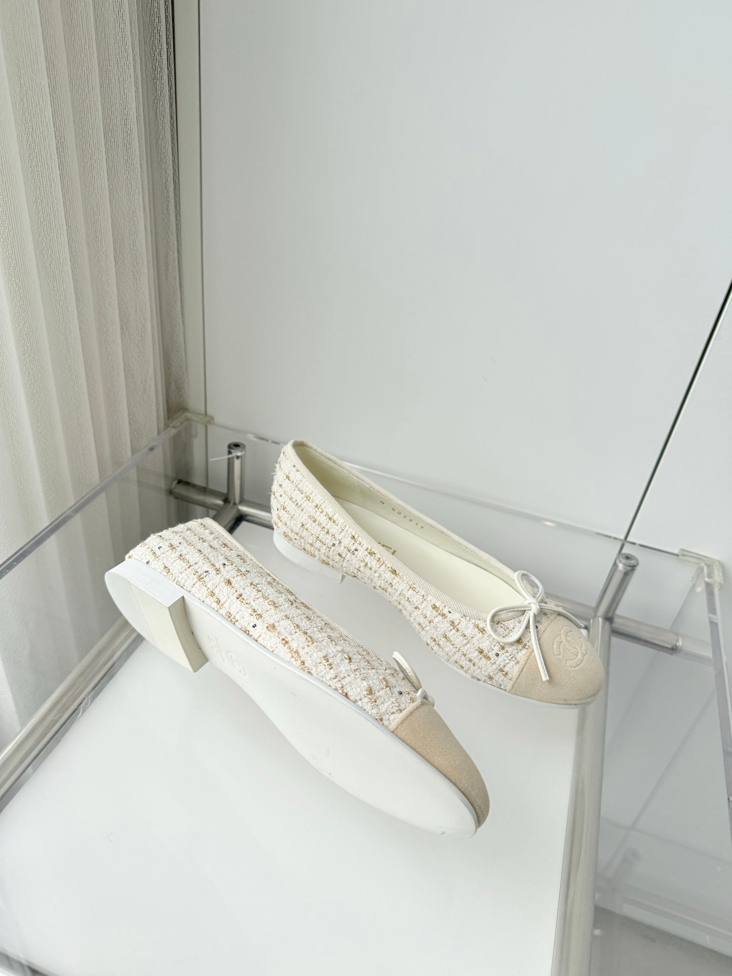 Chanel 2026 Ballet Flat Ivory Tweed Lambskin 697407