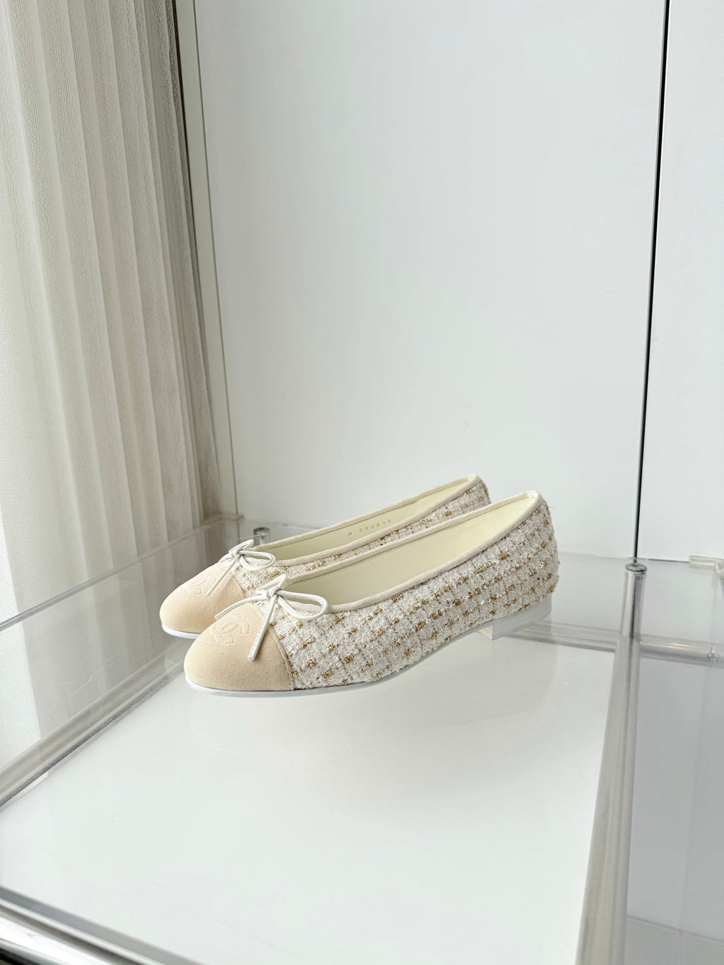 Chanel 2026 Ballet Flat Ivory Tweed Lambskin 697407