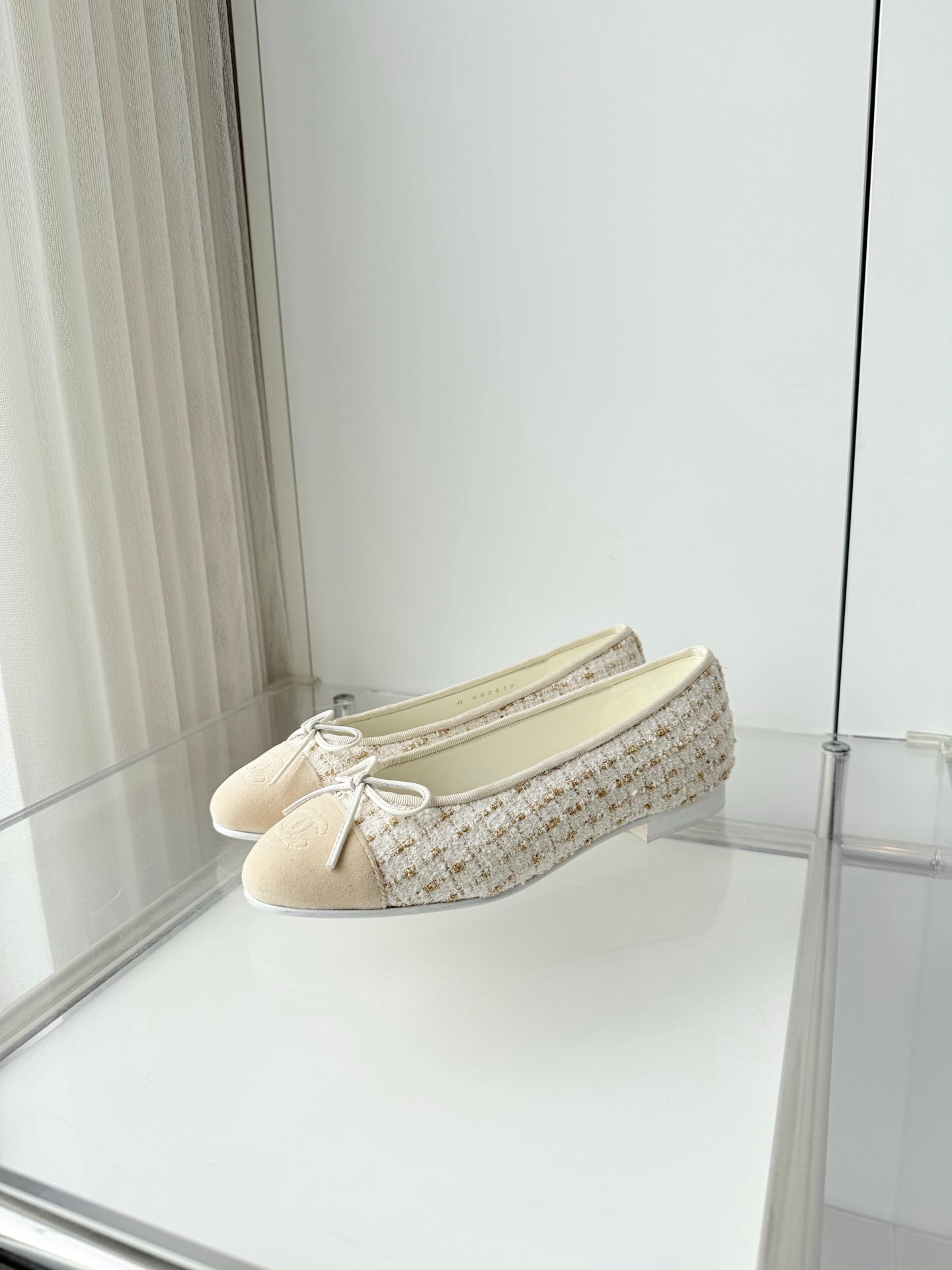 Chanel 2026 Ballet Flat Ivory Tweed Lambskin 697407