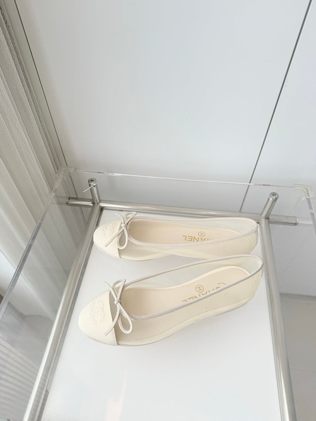Chanel 2026 Ballet Flat White Mesh Lambskin 697411
