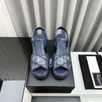 high heel sandals blue lambskin 95