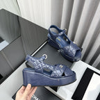 high heel sandals blue lambskin 95