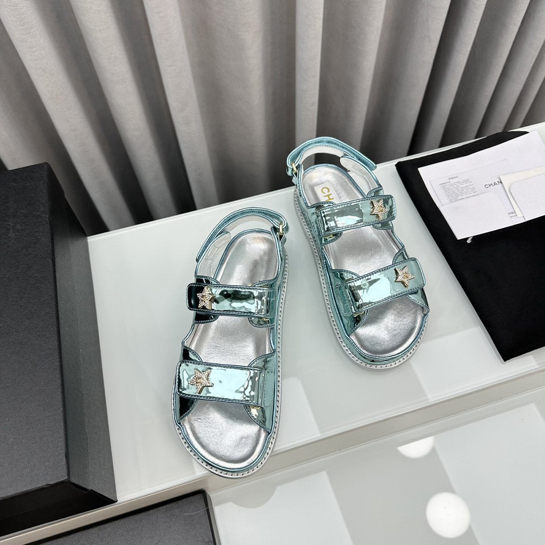 dad sandals cloud blue metalic lambskin