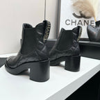 CC FW 25 Platform Ankle Boots  Black Patent and Quilted Leather 532621
