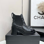 CC FW 25 Platform Ankle Boots  Black Patent and Quilted Leather 532621