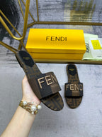 FF 5 Brown Black Canvas Slide