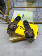 FF 5 Brown Black Canvas Slide