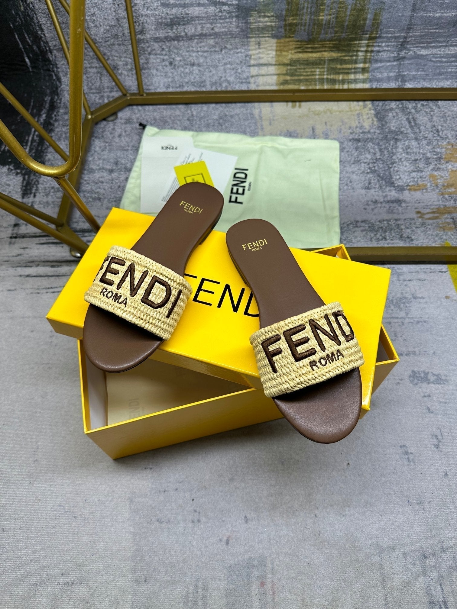 FF Signature 10 Yellow Brown Cotton Fibre Slide